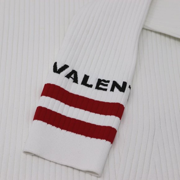 VALENTINO Logo & Stripes Cuff Rib Knit Sweater Top - Picture 11 of 15